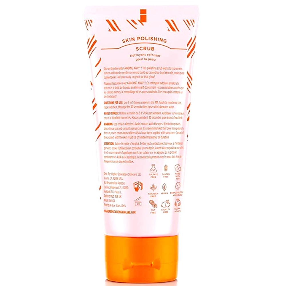 Higher education grinding away skin polishing scrub